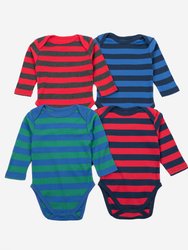 Baby Cotton Bodysuits Striped 4-Pack - Boy-Stripes-1