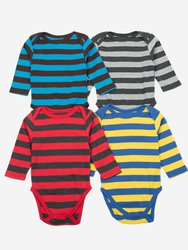 Baby Cotton Bodysuits Striped 4-Pack - Boy-Stripes-2