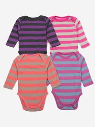 Baby Cotton Bodysuits Striped 4-Pack - Girl-Stripe-2