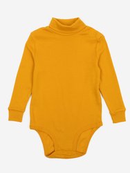 Baby Cotton Boho Turtleneck Bodysuit - Mustard Yellow