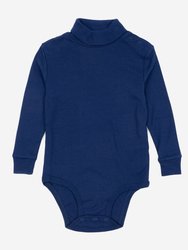Baby Cotton Boho Turtleneck Bodysuit - Navy Blue