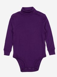 Baby Cotton Boho Turtleneck Bodysuit - DarkPurple