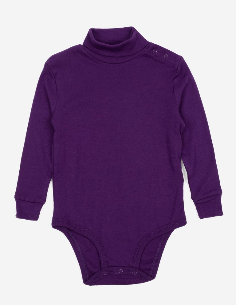 Baby Cotton Boho Turtleneck Bodysuit - DarkPurple