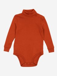 Baby Cotton Boho Turtleneck Bodysuit - Rust Orange