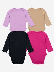 Baby Cotton Long Sleeves Bodysuits 4-Pack - Purple