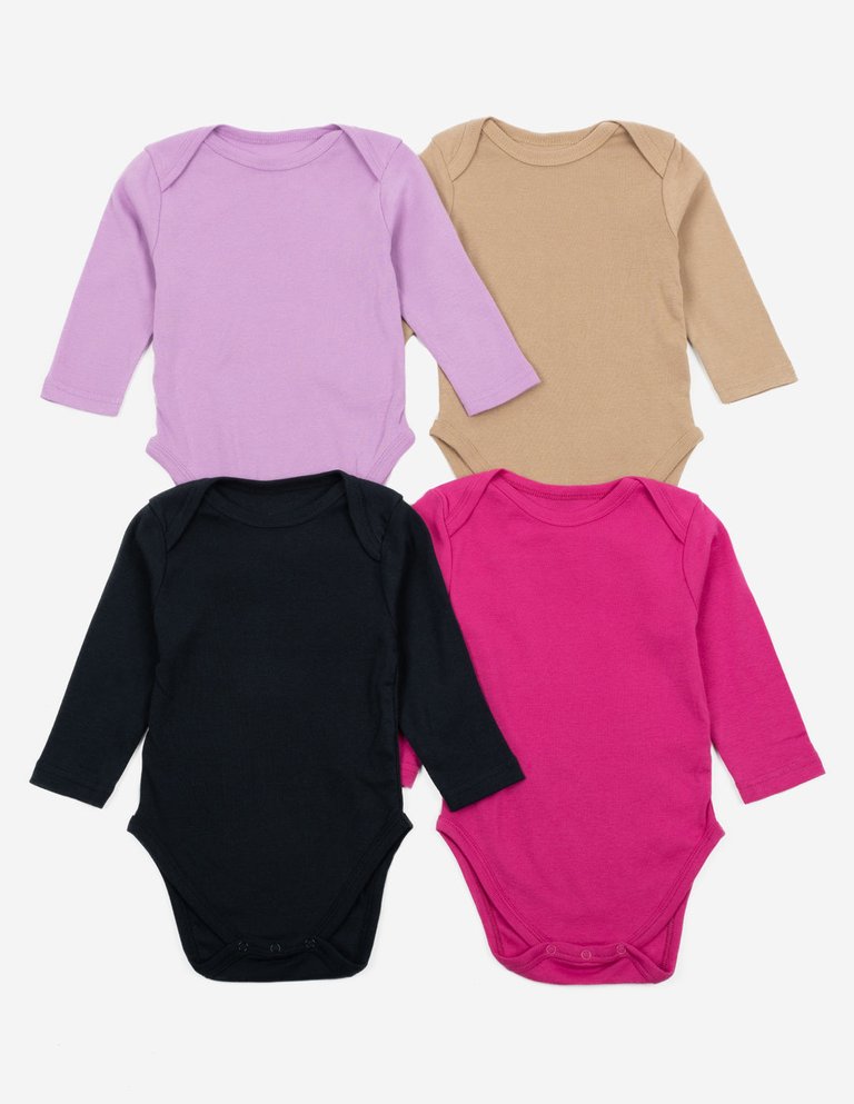 Baby Cotton Long Sleeves Bodysuits 4-Pack - Purple