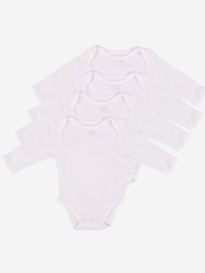 Baby Cotton Long Sleeves Bodysuits 4-Pack - White
