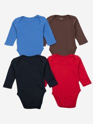 Baby Cotton Long Sleeves Bodysuits 4-Pack - Royal-Blue