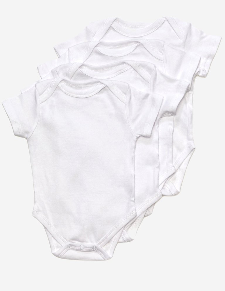 Baby Cotton Short Sleeve Bodysuits 4-Pack - White