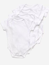 Baby Cotton Short Sleeve Bodysuits 4-Pack - White