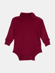 Baby Cotton Turtleneck Bodysuit - Maroon