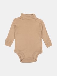 Baby Cotton Turtleneck Bodysuit - Beige