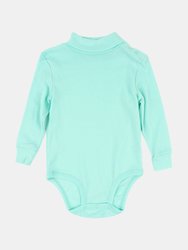 Baby Cotton Turtleneck Bodysuit - Aqua