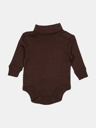 Baby Cotton Turtleneck Bodysuit - Brown
