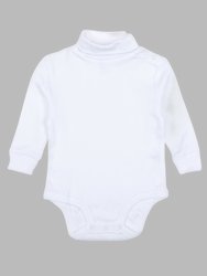 Baby Cotton Turtleneck Bodysuit - White