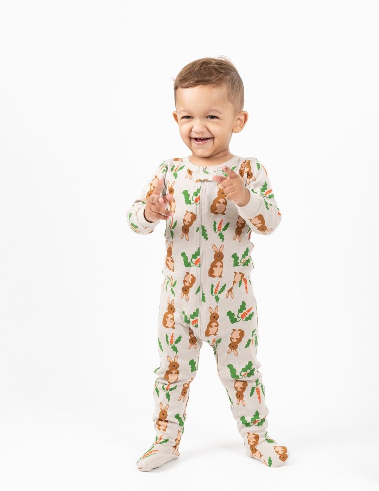 Baby Footed Beige Bunny Pajamas