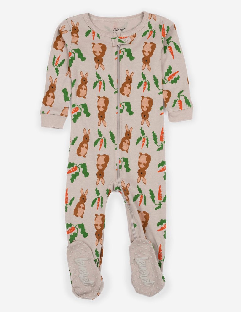 Baby Footed Beige Bunny Pajamas - Rabbit-Beige