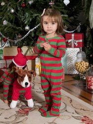 Baby Footed Red Striped Pajamas - Red Green