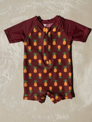 Baby One Piece Rash Guard UPF 50+ - Pineapple Maroon