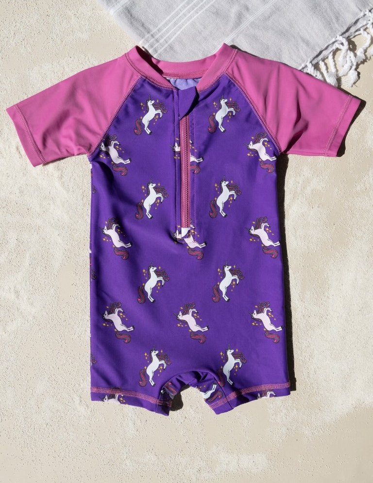 Baby One Piece Rash Guard UPF 50+ - Unicorn Purple