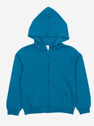 Boho Solid Color Zip Hoodies - Teal-Blue