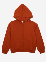 Boho Solid Color Zip Hoodies - Rust-Orange