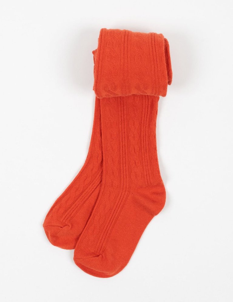 Cable Knit Tights - Orange