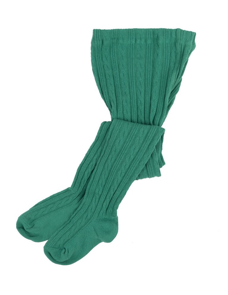 Cable Knit Tights - Green