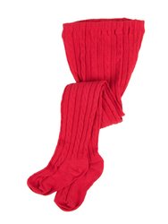 Cable Knit Tights - Red