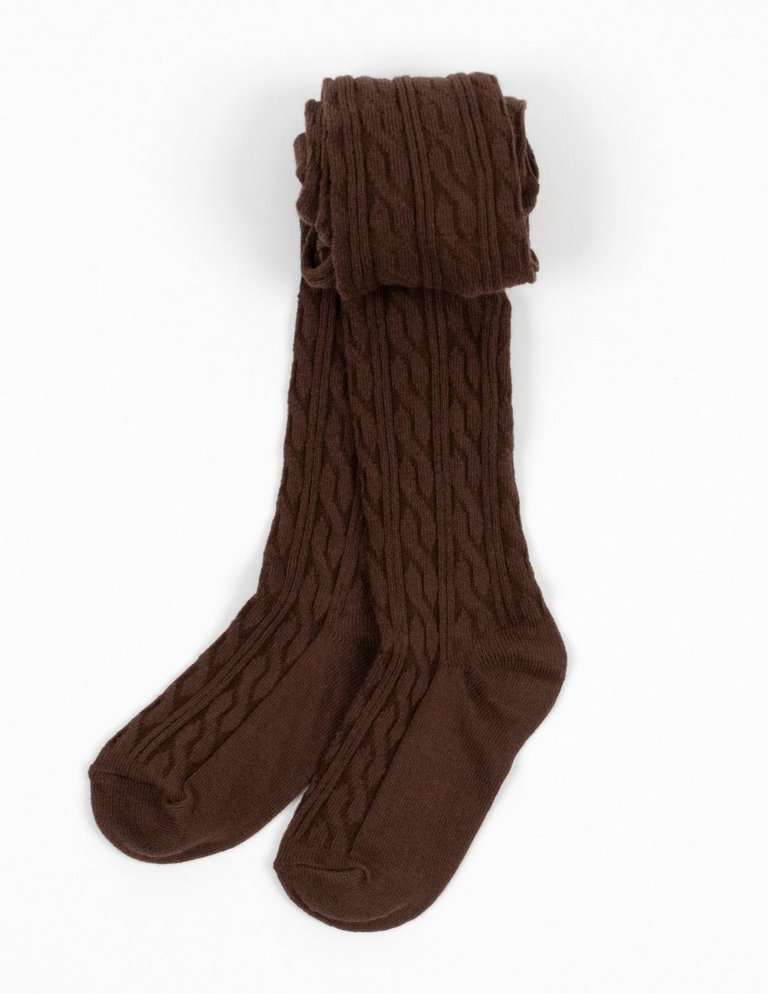 Cable Knit Tights - Brown