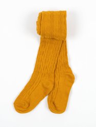 Cable Knit Tights - Mustard Yellow