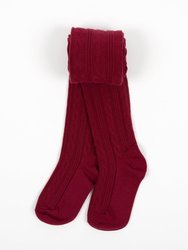 Cable Knit Tights - Maroon