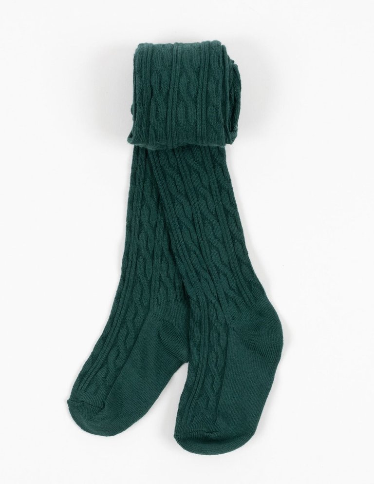Cable Knit Tights - Dark Green