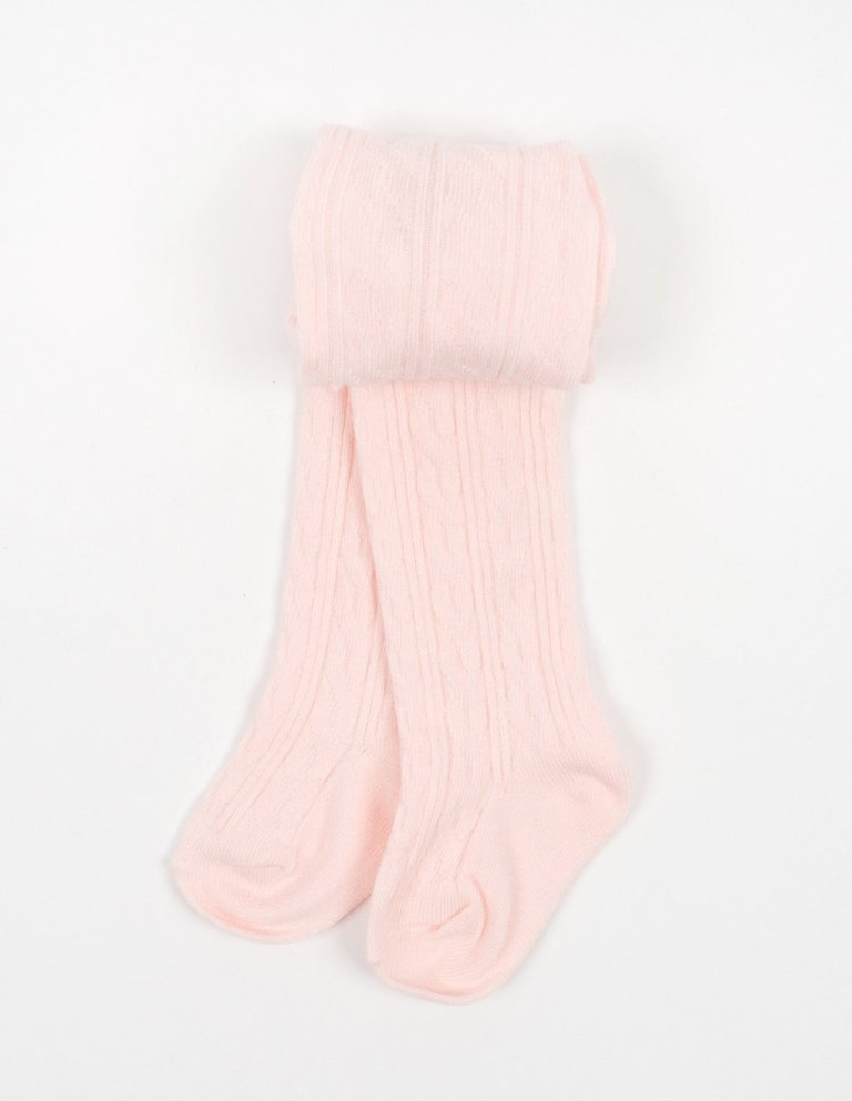 Cable Knit Tights - Light Pink