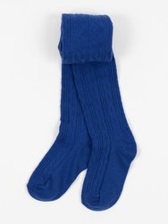 Cable Knit Tights - Navy Blue