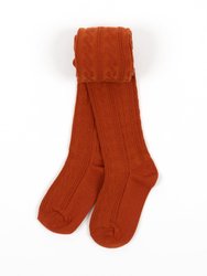 Cable Knit Tights - Rust Orange