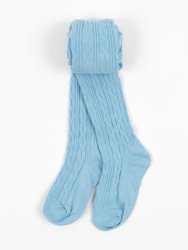 Cable Knit Tights - Light Blue