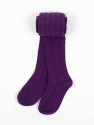 Cable Knit Tights - Dark Purple