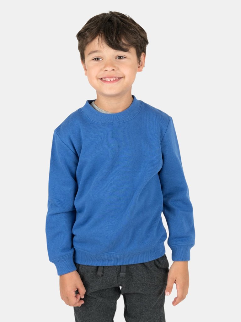 Classic Solid Color Pullover Sweatshirt - Royal-Blue