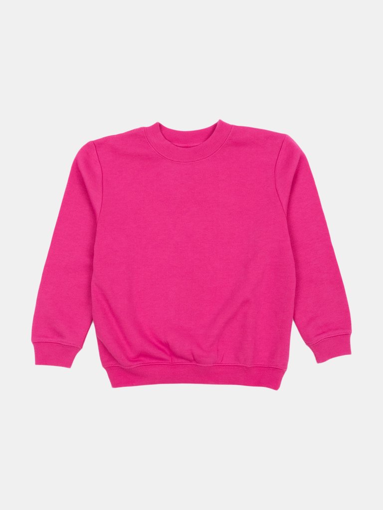Classic Solid Color Pullover Sweatshirt - Hot-Pink