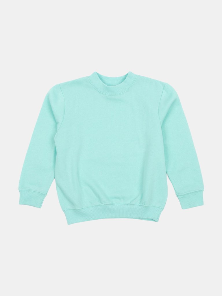 Classic Solid Color Pullover Sweatshirt - Aqua