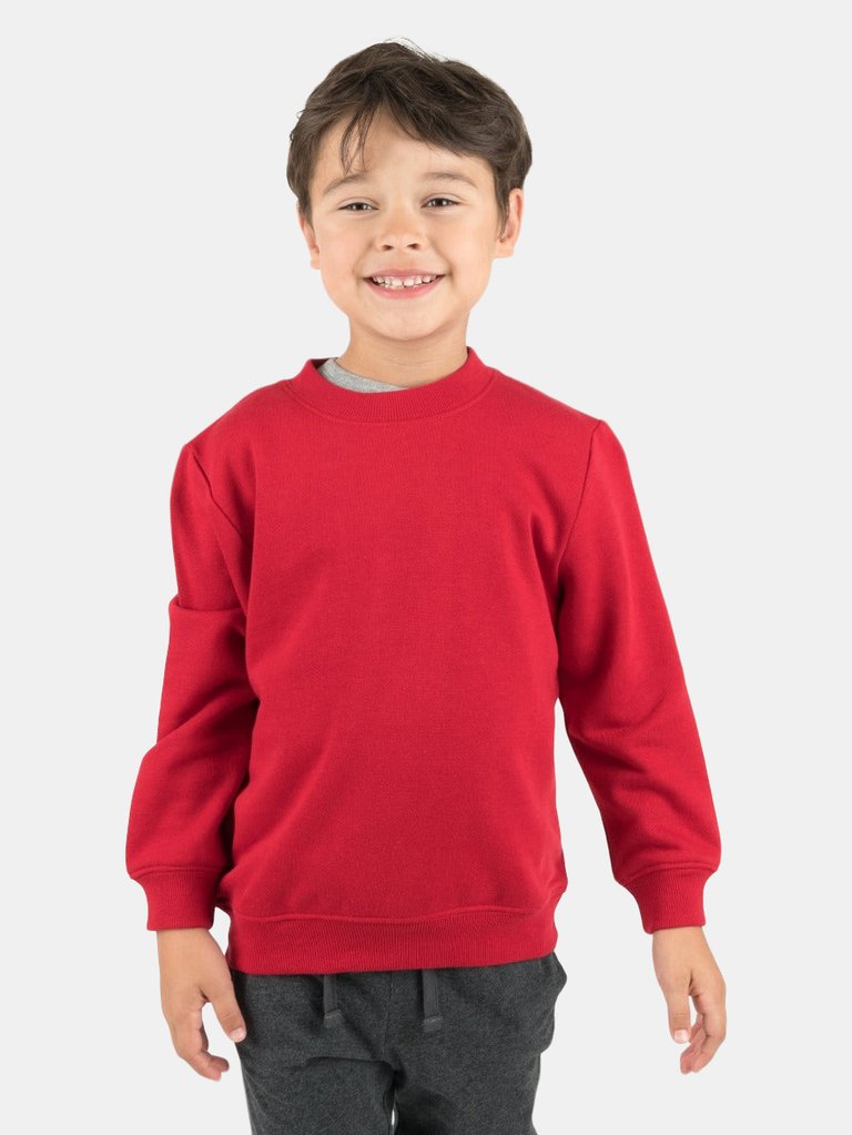 Classic Solid Color Pullover Sweatshirt - Red