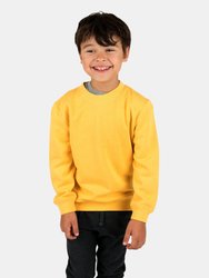Classic Solid Color Pullover Sweatshirt - Yellow