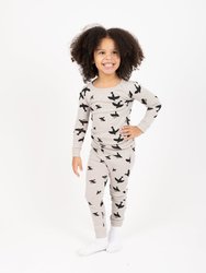 Cotton Birds Pajamas - Birds Light Grey