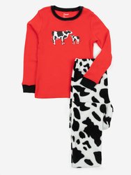 Cotton & Fleece Cow Print Pajamas