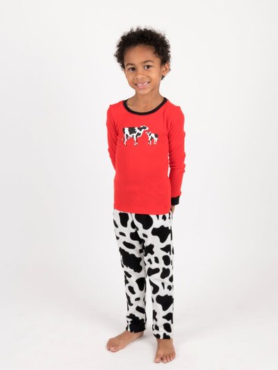 Leveret Cotton & Fleece Cow Print Pajamas product