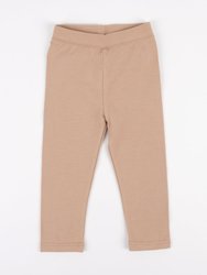 Cotton Neutral Solid Color Spandex Leggings - Beige