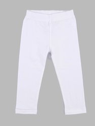 Cotton Neutral Solid Color Spandex Leggings - White