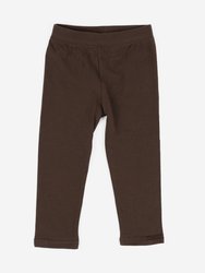 Cotton Neutral Solid Color Spandex Leggings - Brown
