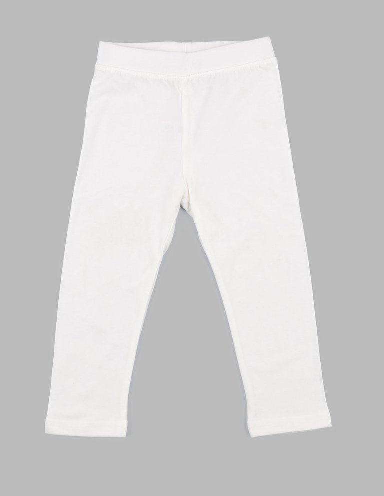 Cotton Neutral Solid Color Spandex Leggings - Off-white